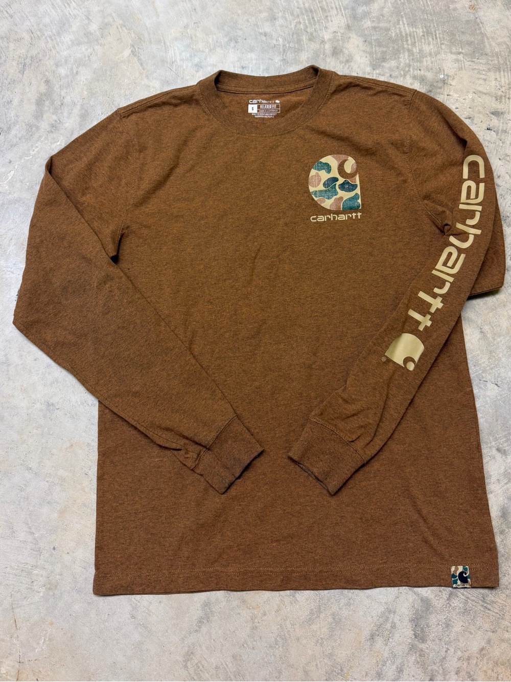 Carhartt Brown Long-Sleeve Graphic Logo Tee